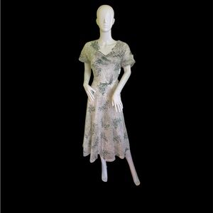 Vintage 1940’s Green Floral Midi Dress - Women's